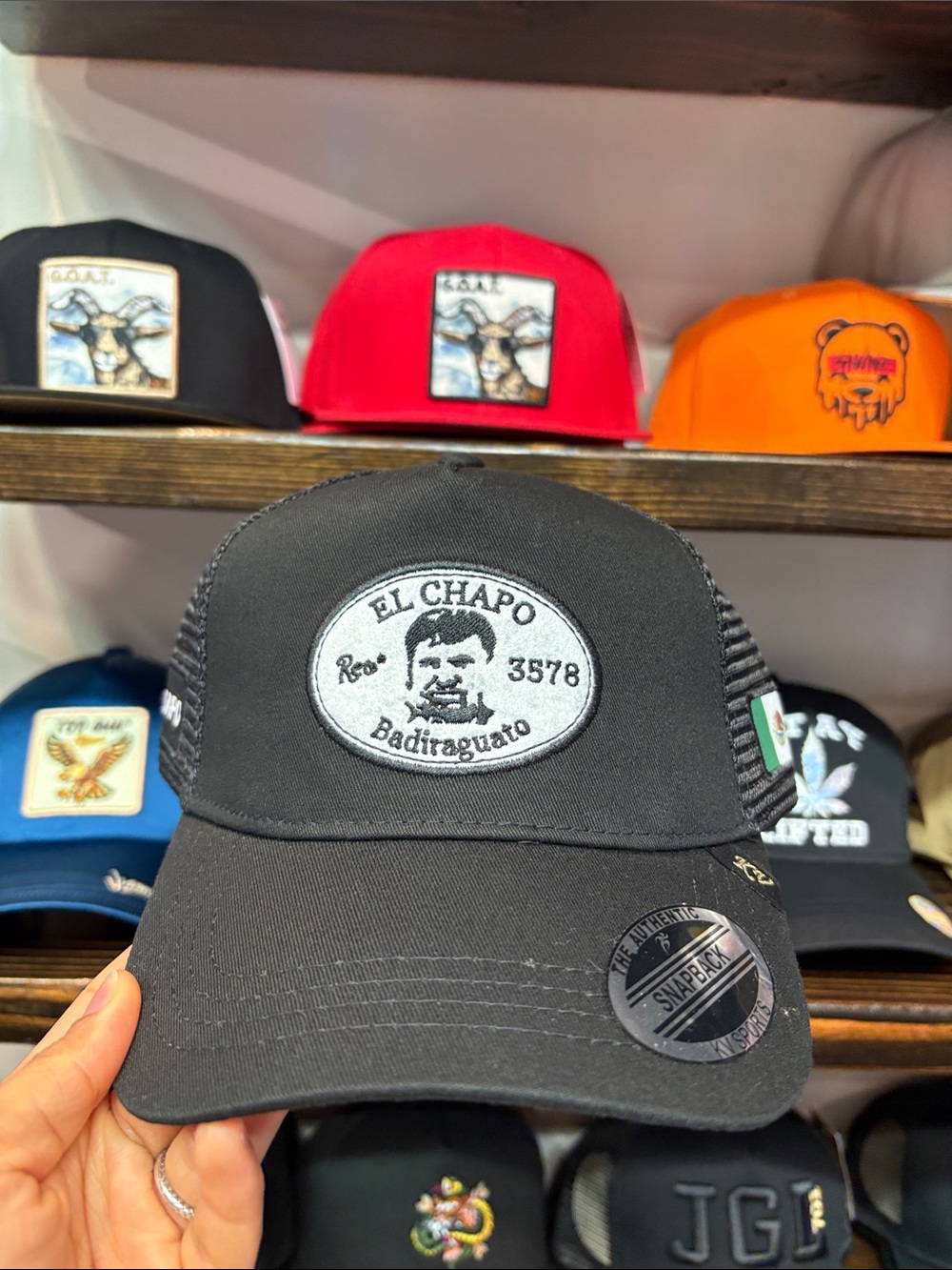 Black 'El Chapo' Patch Trucker Cap
